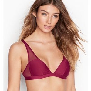 LUXE LINGERIE-Unlined Mesh Plunge Bralette
